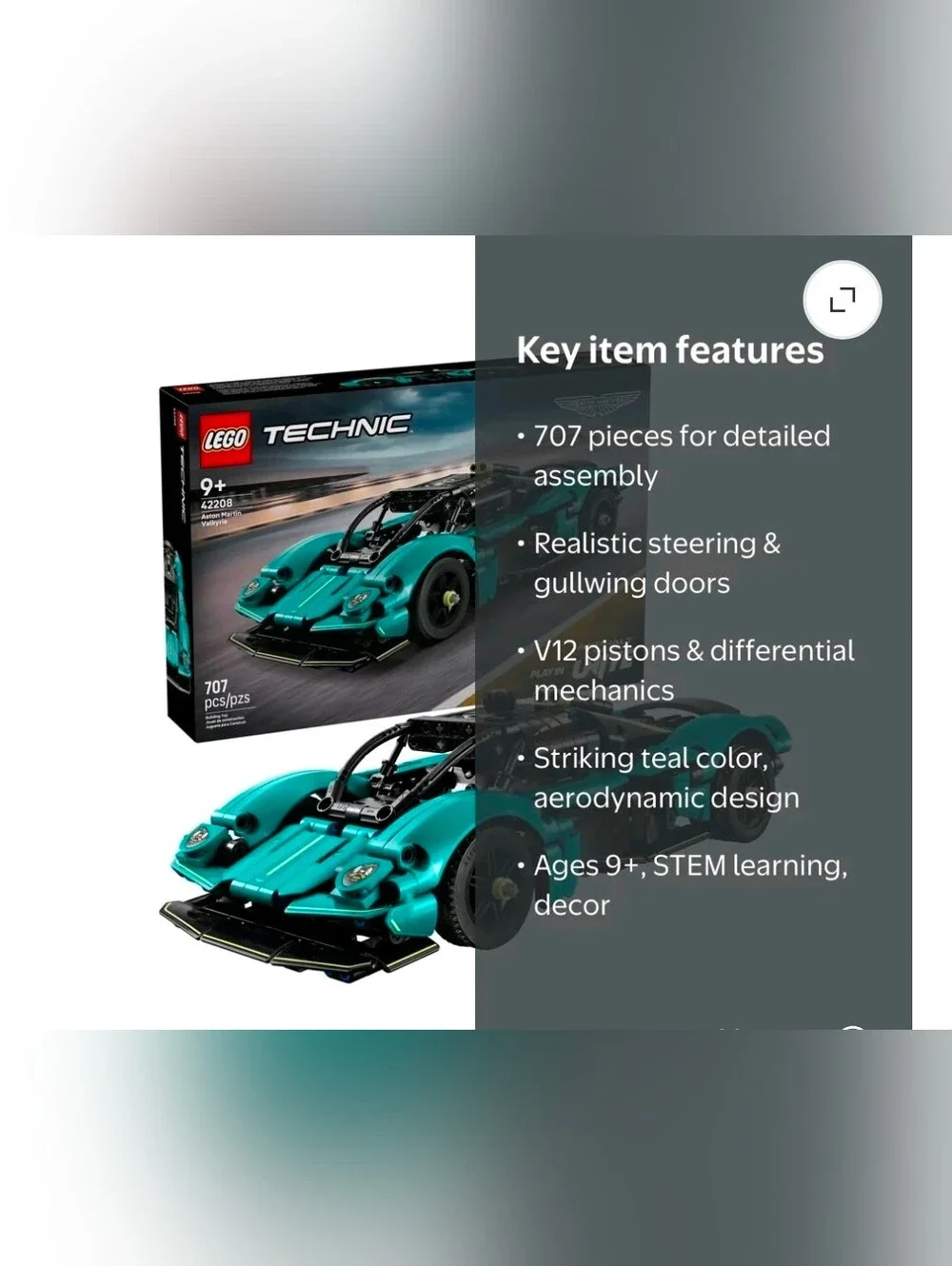 LEGO Technic Aston Martin Valkyrie Toy Car - Kids Model Kit Toy for Boys and Gir